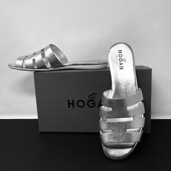 HOGAN SILVER METALLIC SLIDES - Picture 5 of 9